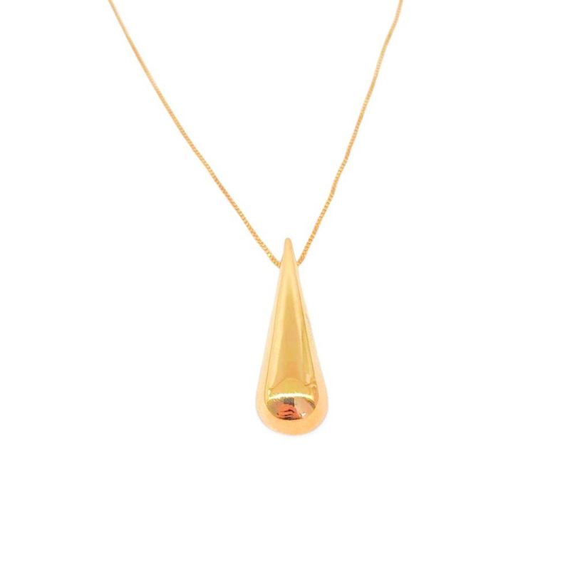 Colar Gota Grande Liso Coleção Essencial 45CM Banhado Em Ouro