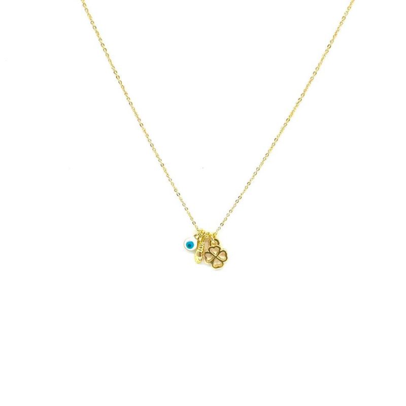 Colar Da Sorte Olho Grego Essencial 45CM Banhado Em Ouro
