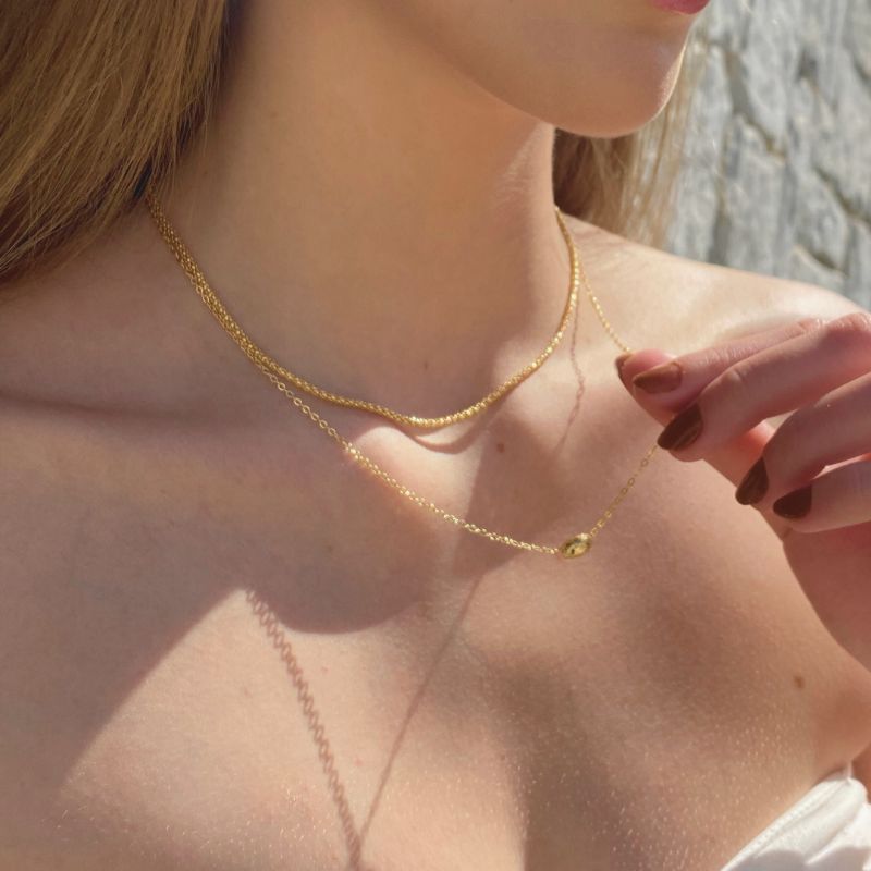 Colar Esfera Texturizada Jardim Secreto 45CM Banhado Em Ouro
