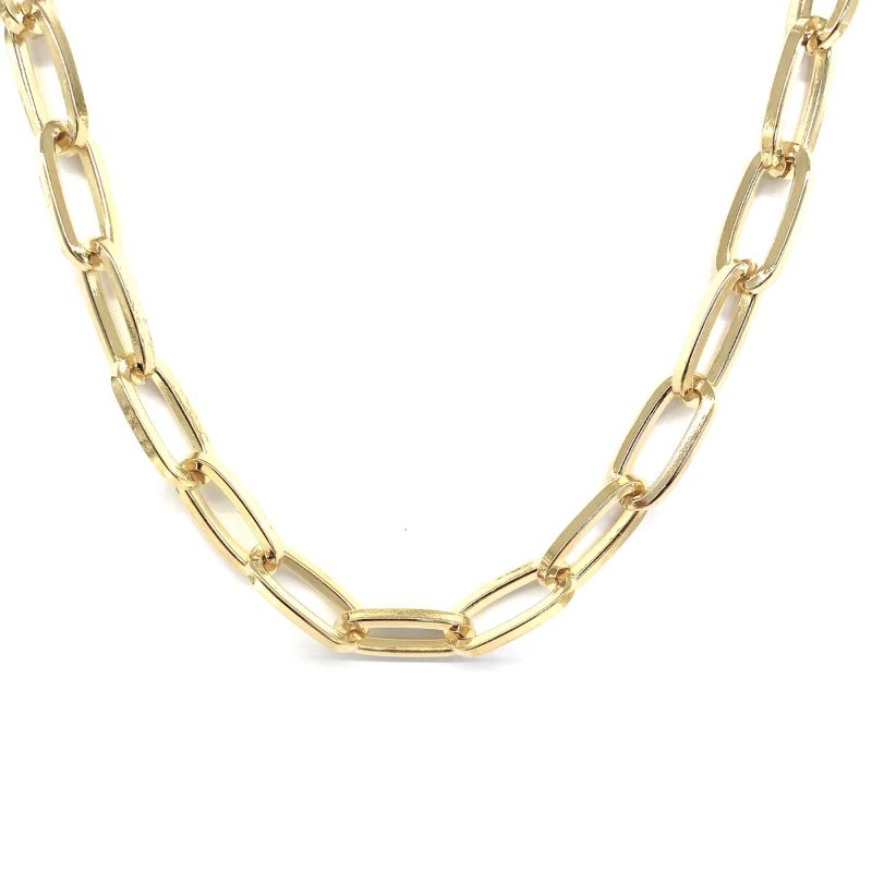 Colar Choker Elos Liso Nathi Banhado Em Ouro