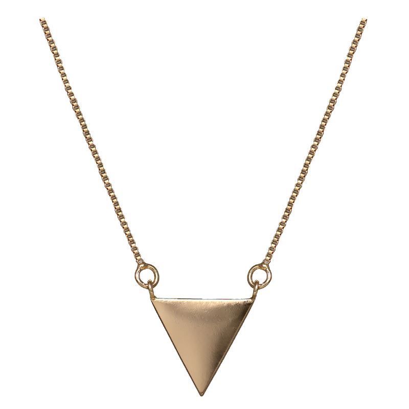 Colar Com Triangulo Liso Conceitual Essencial 40CM Banhado Em Ouro