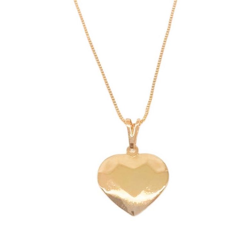 Colar Coração Grande 3D Essencial 45CM Banhado Em Ouro