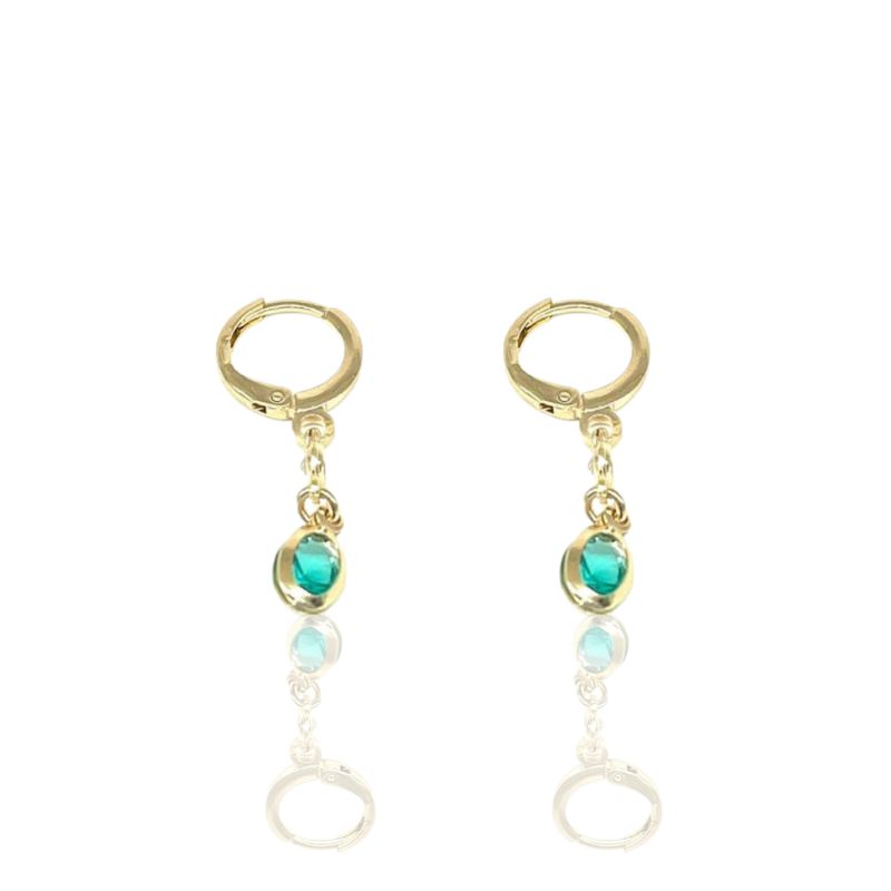 Brinco Argola Zirconia Turmalina Essencial Banhado Em Ródio