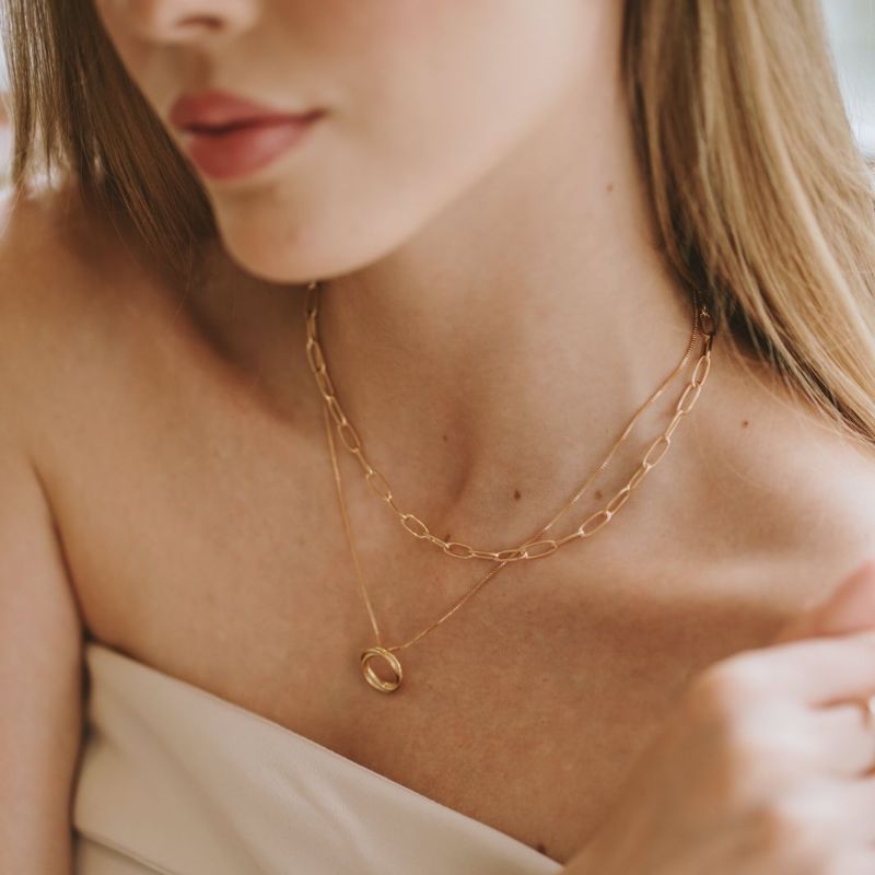 Colar Choker Elos Lis 30CM Banhado Em Ouro