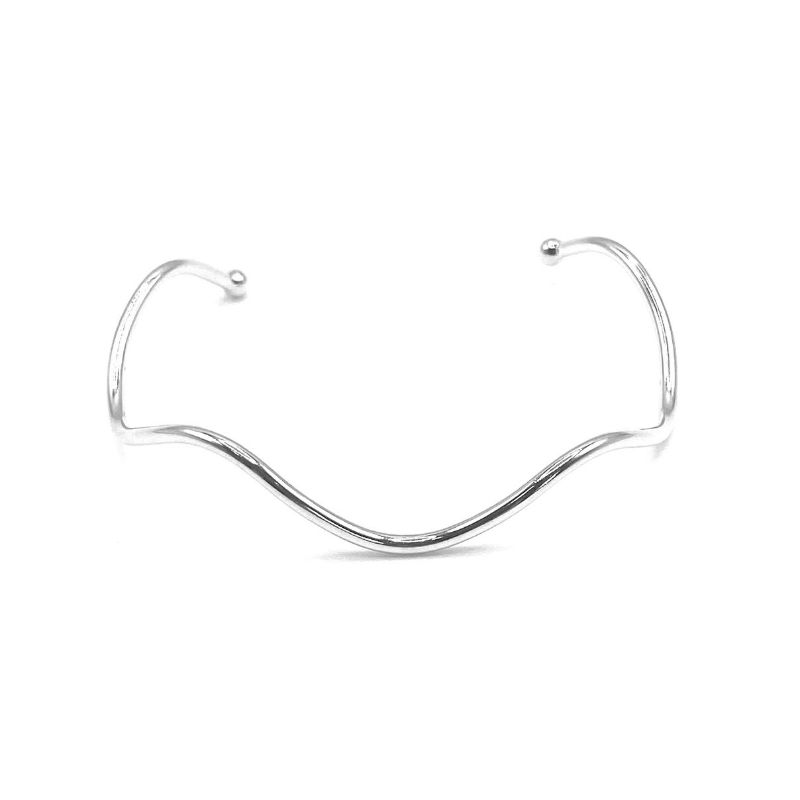 Bracelete Curvado Patricia Banhado Em Ródio