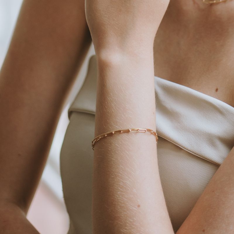 Pulseira Elos Mel Banhado Em Ródio