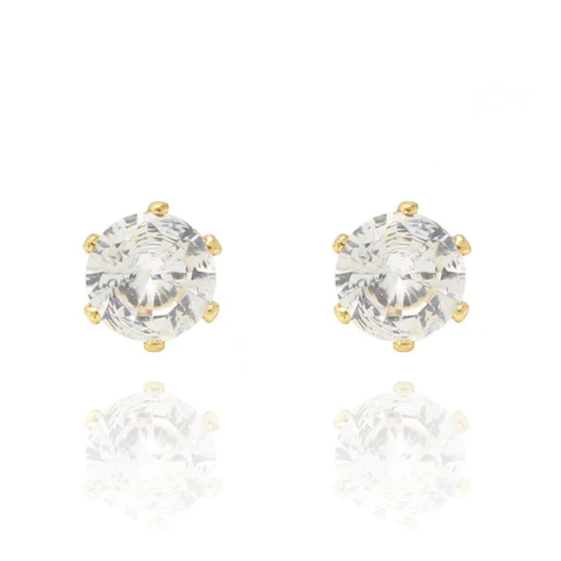 Brinco Ponto De Luz 6 Garras Médio Best-seller Banhado Em Ródio